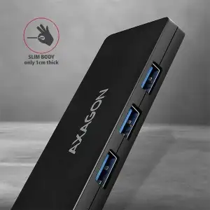 Хаб AXAGON HUE-G1A SuperSpeed USB SLIM hub, кабель 14см Type-A, Чорний UA
