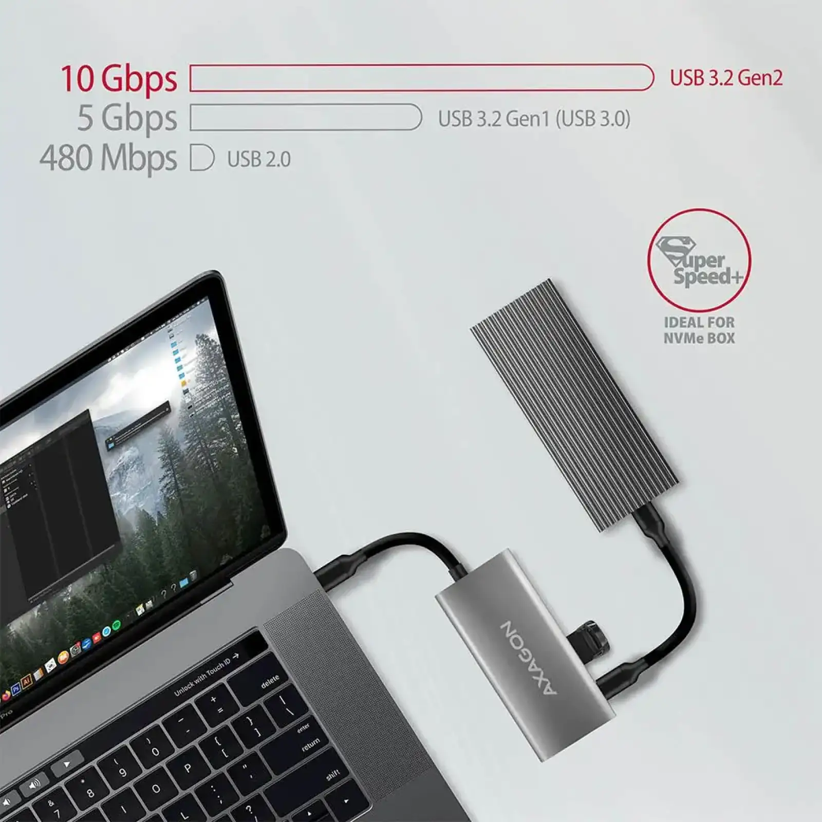 Хаб концентратор AXAGON HMC-4G2 SuperSpeed ​​USB-C 10 Gbps SPEEDSTER 4, Сірий UA
