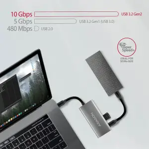 Хаб концентратор AXAGON HMC-4G2 SuperSpeed ​​USB-C 10 Gbps SPEEDSTER 4, Сірий UA