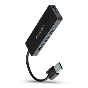 Хаб AXAGON HUE-G1A SuperSpeed USB SLIM hub, кабель 14см Type-A, Чорний UA