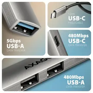 Концентратор USB3.2 4PORT 0.12M HUE-STC AXAGON UA