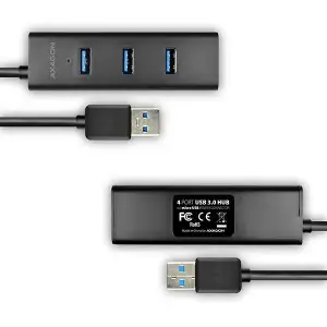 Хаб AXAGON HUE-S2BP USB3.0 CHARGING hub, 1.2м кабель, MicroUSB зарядка, Чорний UA