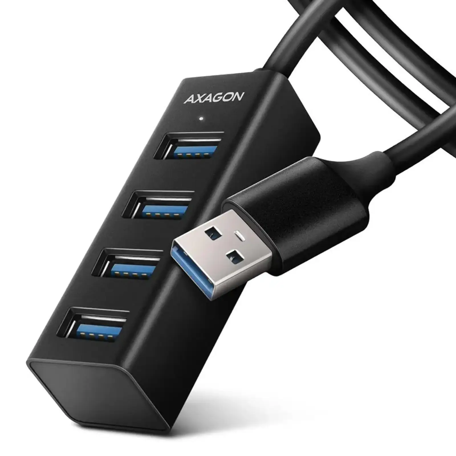 Хаб AXAGON HUE-M1AL SuperSpeed USB-A MINI hub, USB-A кабель 120см, Чорний UA