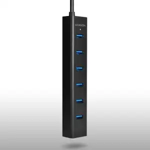 Хаб AXAGON HUE-SA7BP USB3.0 CHARGING hub, USB-A кабель 40см, Чорний UA