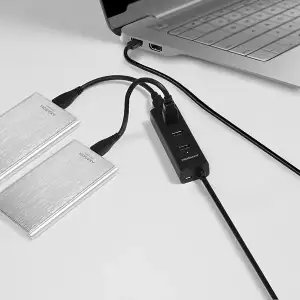 Хаб AXAGON HUE-S2BL USB3.0 CHARGING hub, 1.2м кабель, MicroUSB зарядка, Чорний UA