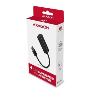 Хаб AXAGON HUE-M1A SuperSpeed USB-A MINI hub, USB-A кабель 20см, Чорний UA