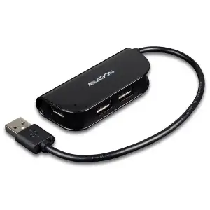 Хаб AXAGON HUE-X4B USB READY hub, USB-A кабель 20см, Чорний UA
