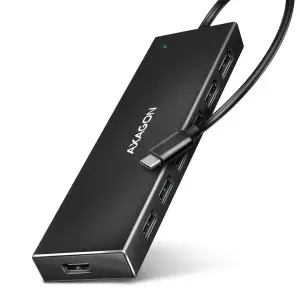 Хаб AXAGON HUE-F7C SuperSpeed USB-C FLAT CHARGING hub, кабель 30см USB-C, Чорний UA