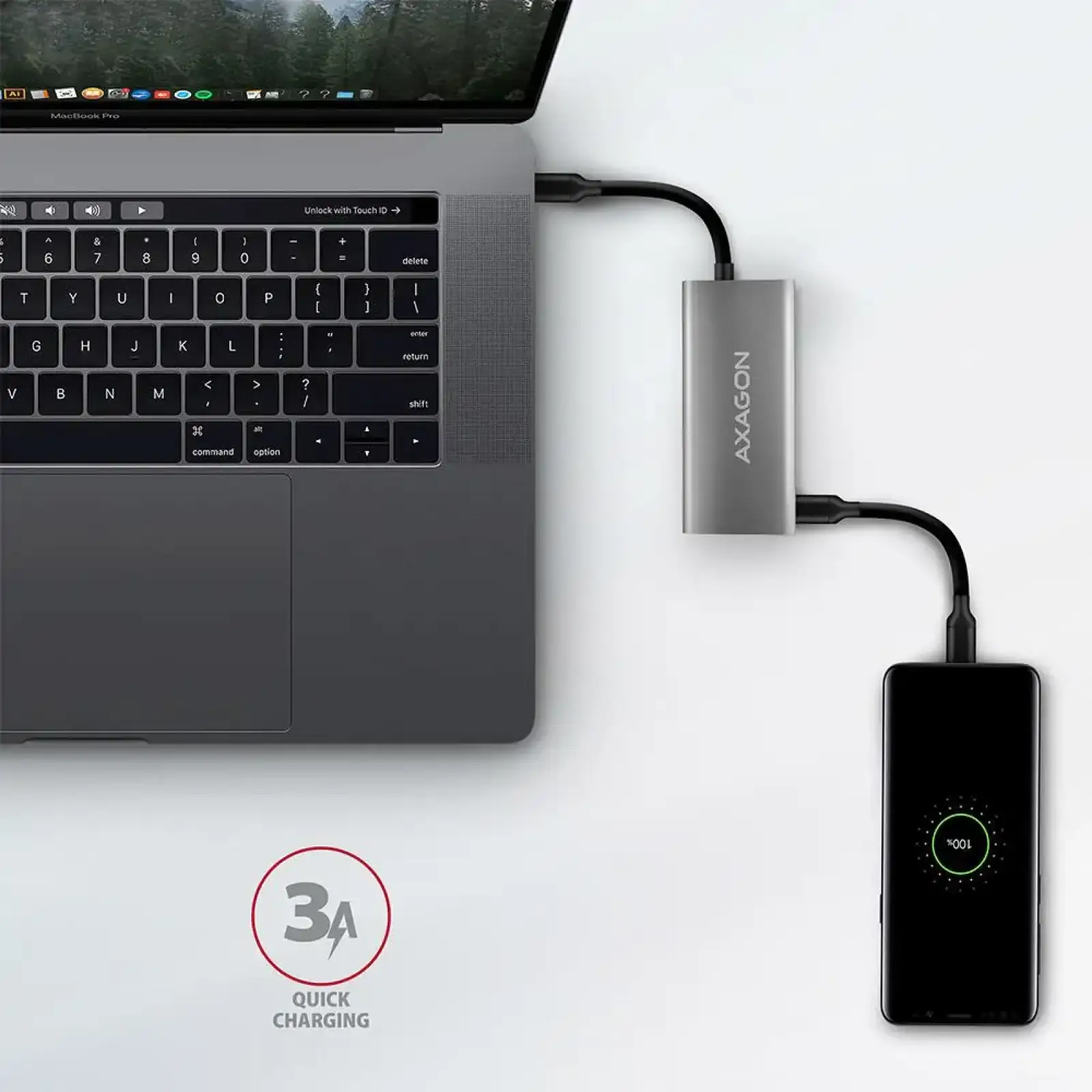 Хаб концентратор AXAGON HMC-4G2 SuperSpeed ​​USB-C 10 Gbps SPEEDSTER 4, Сірий UA