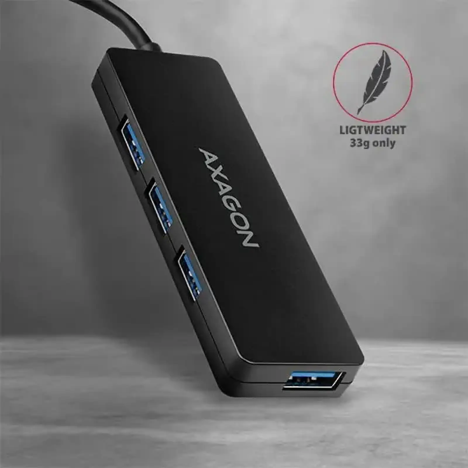 Хаб AXAGON HUE-G1A SuperSpeed USB SLIM hub, кабель 14см Type-A, Чорний UA