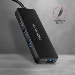 Хаб AXAGON HUE-G1A SuperSpeed USB SLIM hub, кабель 14см Type-A, Чорний UA