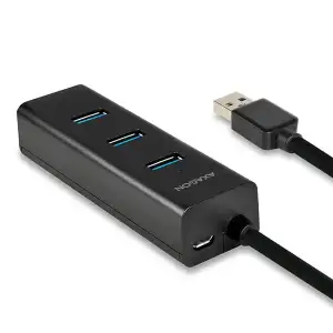 Хаб AXAGON HUE-S2BP USB3.0 CHARGING hub, 1.2м кабель, MicroUSB зарядка, Чорний UA