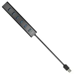 Хаб AXAGON HUE-SA7BP USB3.0 CHARGING hub, USB-A кабель 40см, Чорний UA