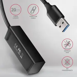 Хаб AXAGON HUE-M1A SuperSpeed USB-A MINI hub, USB-A кабель 20см, Чорний UA