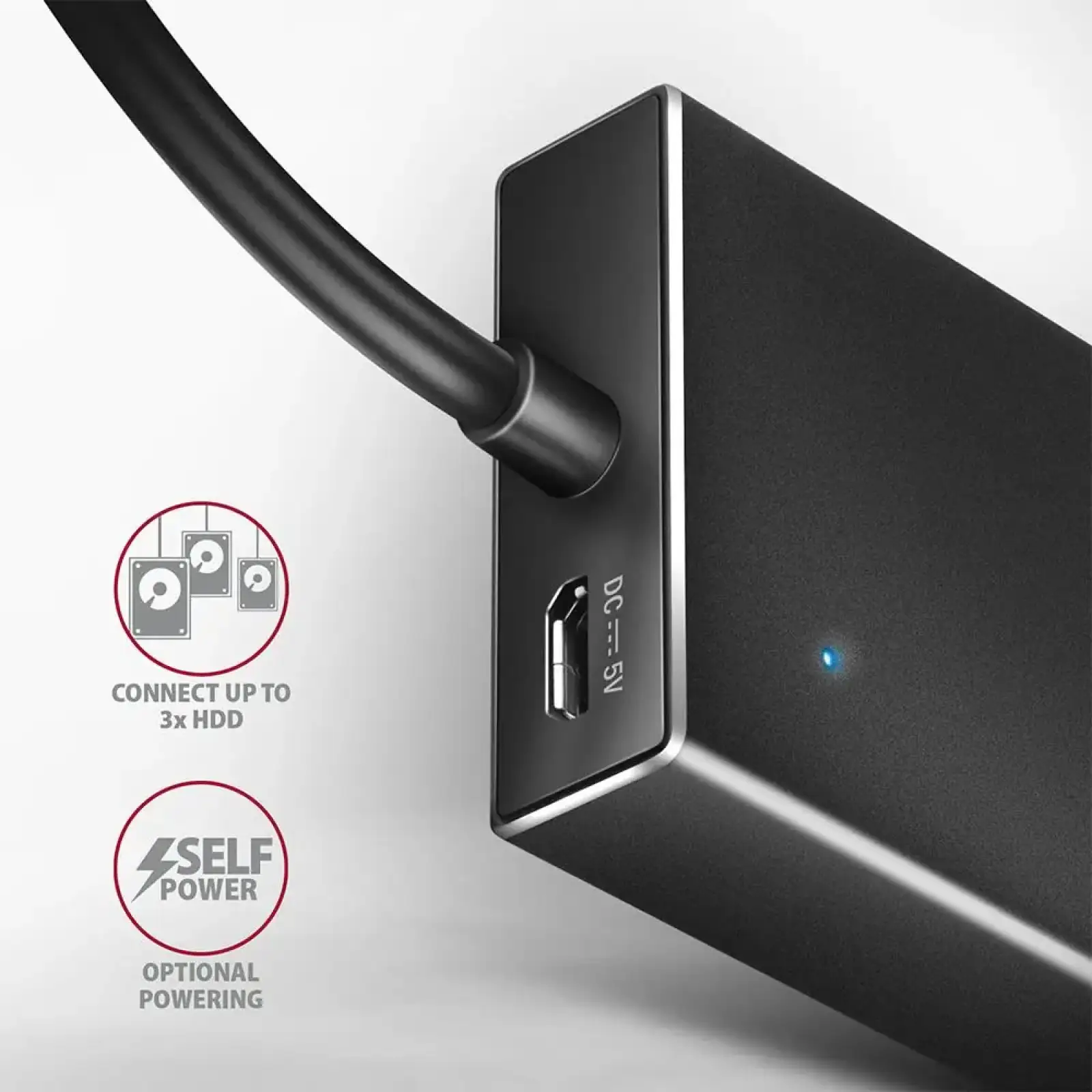 Хаб AXAGON HUE-F7C SuperSpeed USB-C FLAT CHARGING hub, кабель 30см USB-C, Чорний UA
