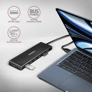 Хаб AXAGON HUE-F7A SuperSpeed USB-A FLAT hub, 1м USB-A , Чорний UA