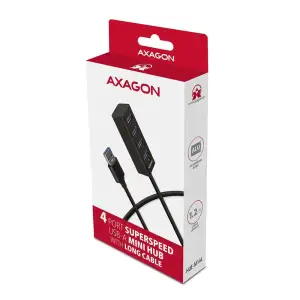 Хаб AXAGON HUE-M1AL SuperSpeed USB-A MINI hub, USB-A кабель 120см, Чорний UA