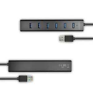 Хаб AXAGON HUE-SA7BP USB3.0 CHARGING hub, USB-A кабель 40см, Чорний UA