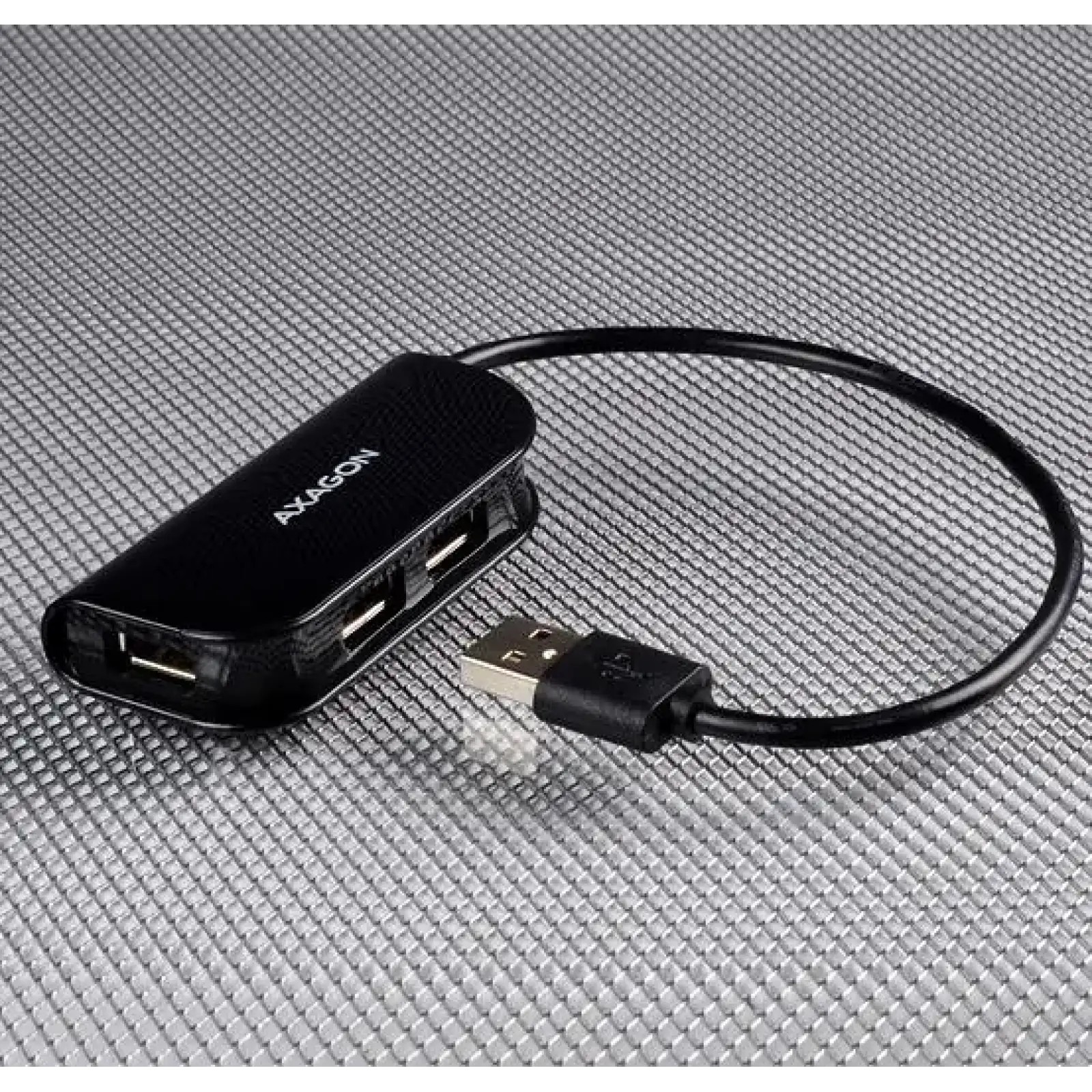 Хаб AXAGON HUE-X4B USB READY hub, USB-A кабель 20см, Чорний UA