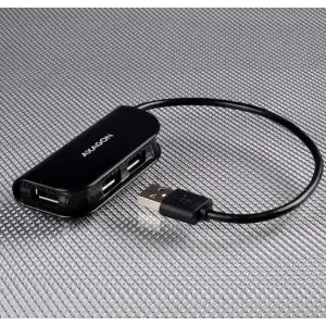 Хаб AXAGON HUE-X4B USB READY hub, USB-A кабель 20см, Чорний UA