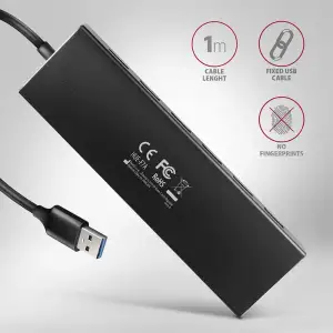 Хаб AXAGON HUE-F7A SuperSpeed USB-A FLAT hub, 1м USB-A , Чорний UA