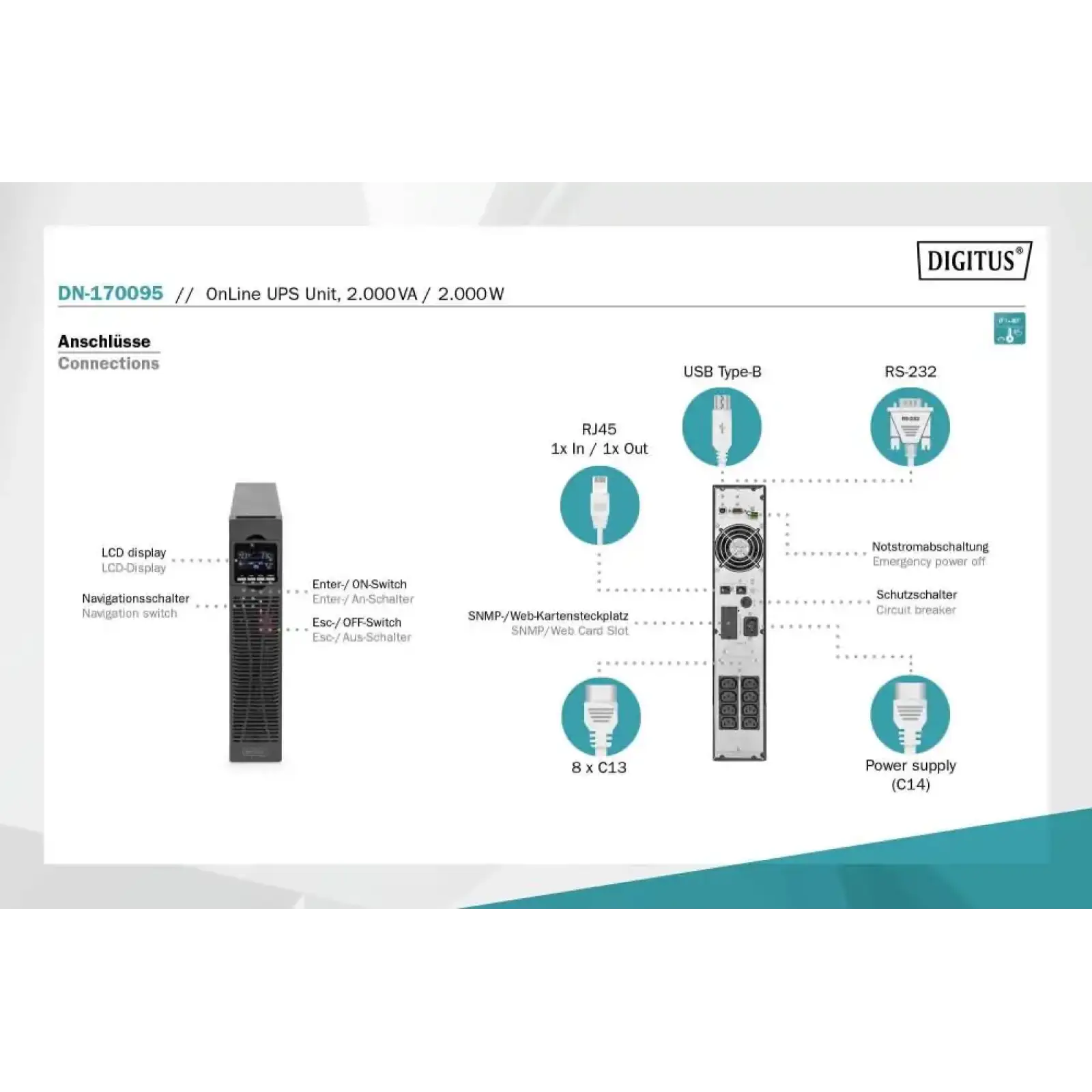 ДБЖ UPS ONLINE 2000VA 2000W DN-170095 ASSMANN UA
