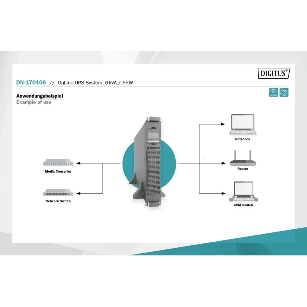 Джерело безперебійного живлення UPS ONLINE 6KVA/ 6KW DN-170106 DIGITUS by ASSMANN UA