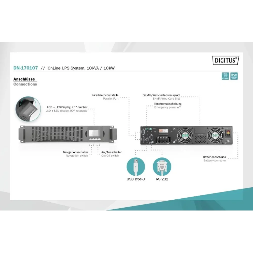 Джерело безперебійного живлення UPS ONLINE 10KVA/ 10KW DN-170107 DIGITUS by ASSMANN UA