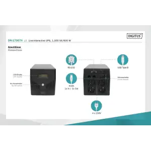 ИБП UPS LINE-INTERACTIVE 1000VA 600W DN-170074 ASSMANN UA