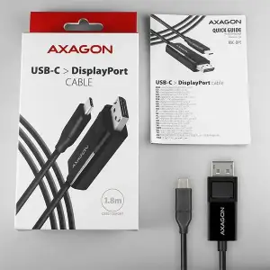 Кабель AXAGON RVC-DPC USB-C-DisplayPort, 1.8m, 4K/60Hz, чорний UA
