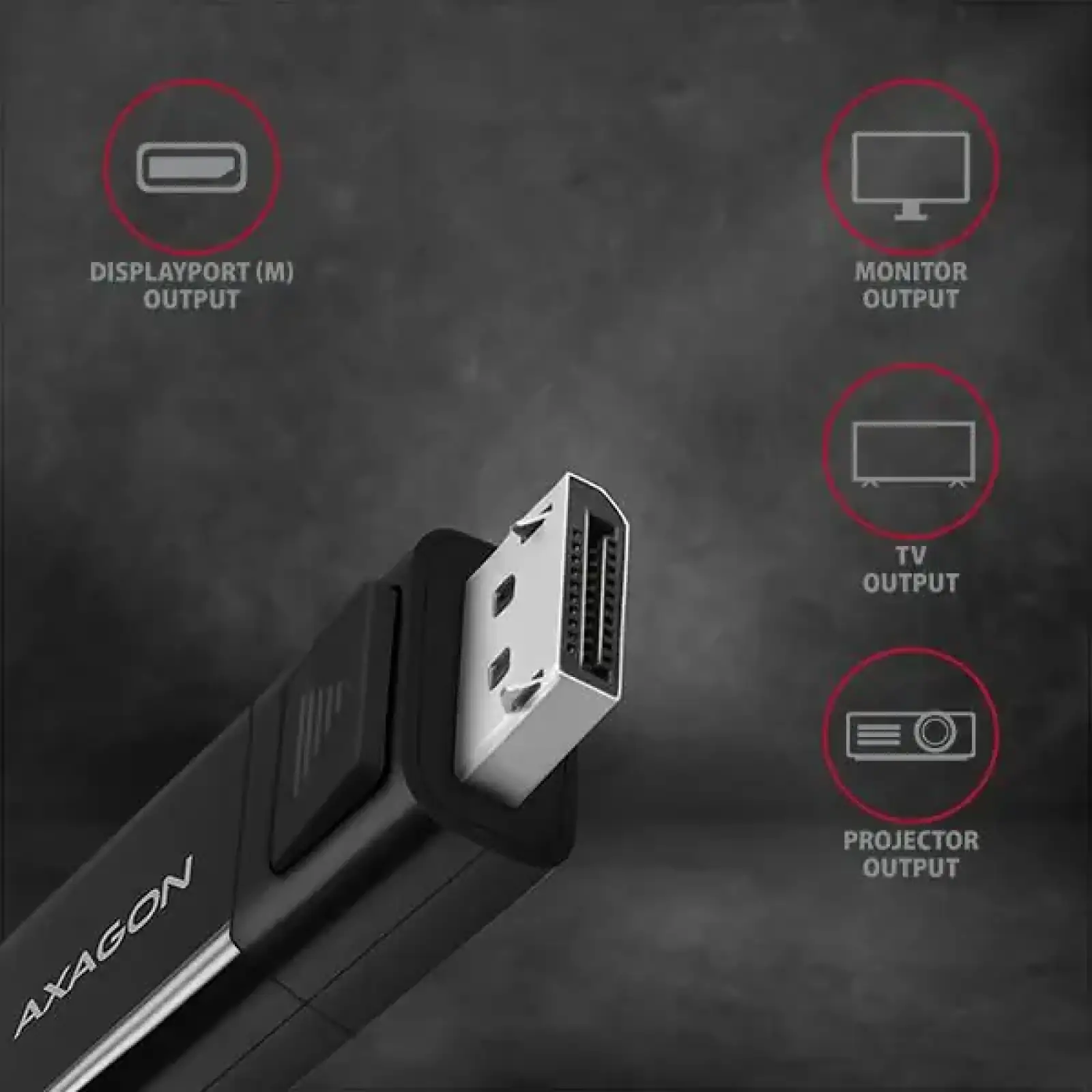 Кабель AXAGON RVC-DPC USB-C-DisplayPort, 1.8m, 4K/60Hz, чорний UA