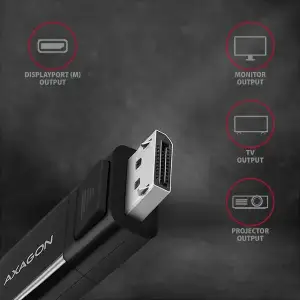 Кабель AXAGON RVC-DPC USB-C-DisplayPort, 1.8m, 4K/60Hz, чорний UA