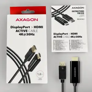 Кабель AXAGON RVD-HI14C2 HDMI-DisplayPort, 1.8m, 4K/30Hz, чорний UA
