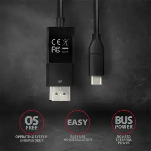 Кабель AXAGON RVC-DPC USB-C-DisplayPort, 1.8m, 4K/60Hz, чорний UA