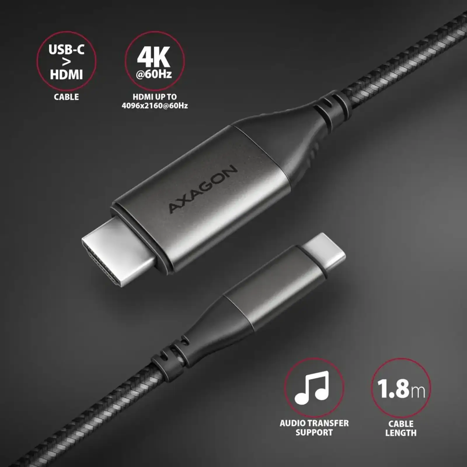 Кабель USB-C TO HDMI 1.8M RVC-HI2MC AXAGON UA