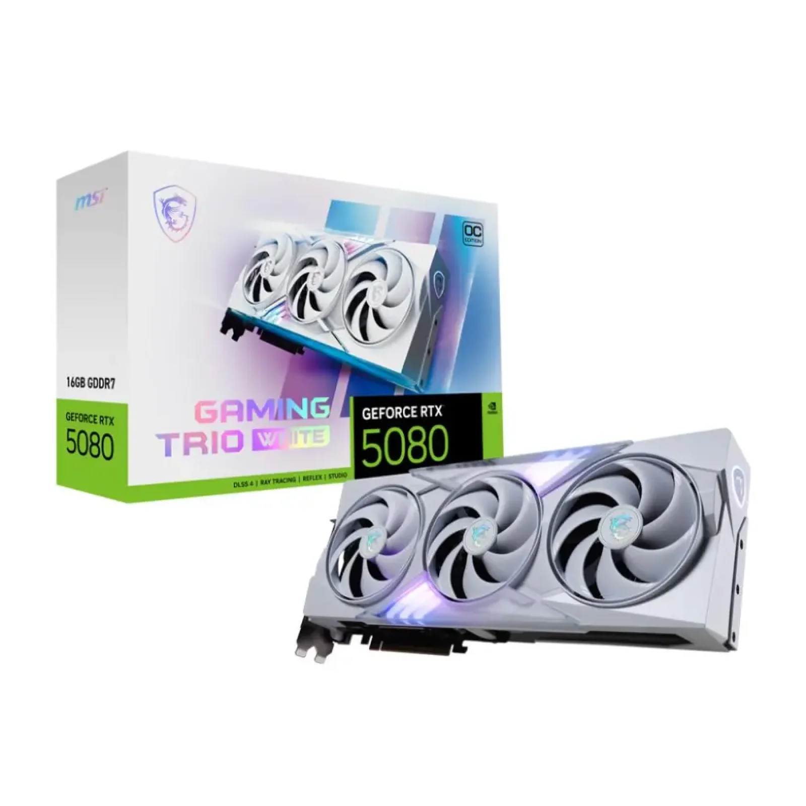 Відеокарта PCIE16 RTX5080 16GB GDDR7 5080 16G GAM TRIO OC WHITE MSI UA