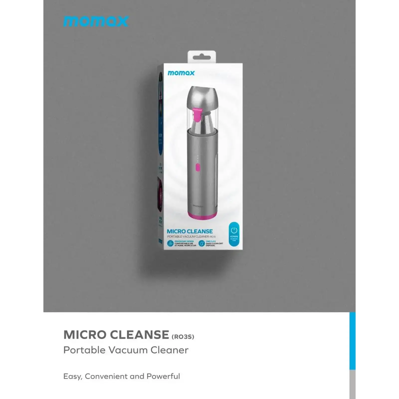 Портативний міні-пилосос MOMAX Micro Cleanse RO3E Rose/Grey UA
