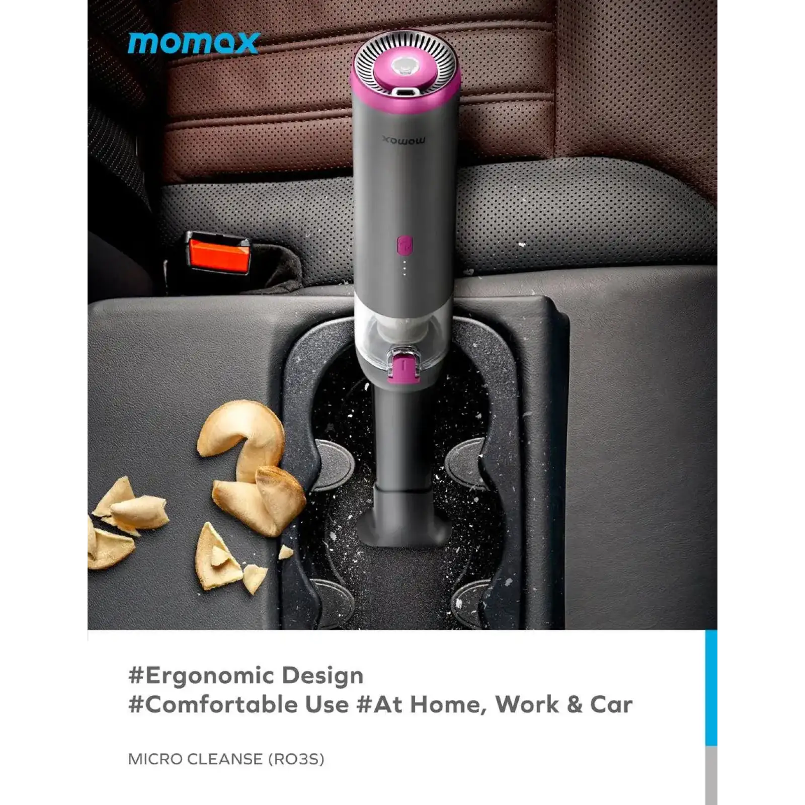 Портативний міні-пилосос MOMAX Micro Cleanse RO3E Rose/Grey UA