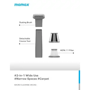 Портативний міні-пилосос MOMAX Micro Cleanse RO3E Rose/Grey UA