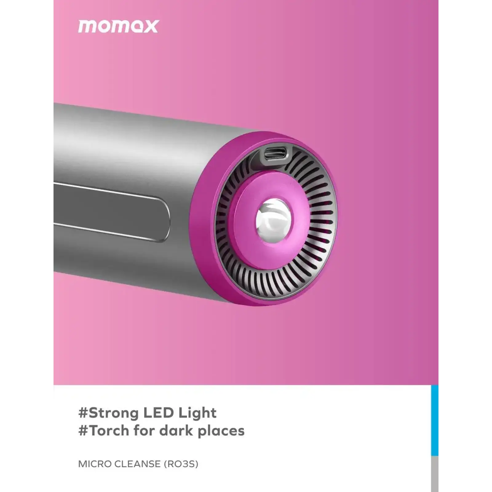 Портативний міні-пилосос MOMAX Micro Cleanse RO3E Rose/Grey UA