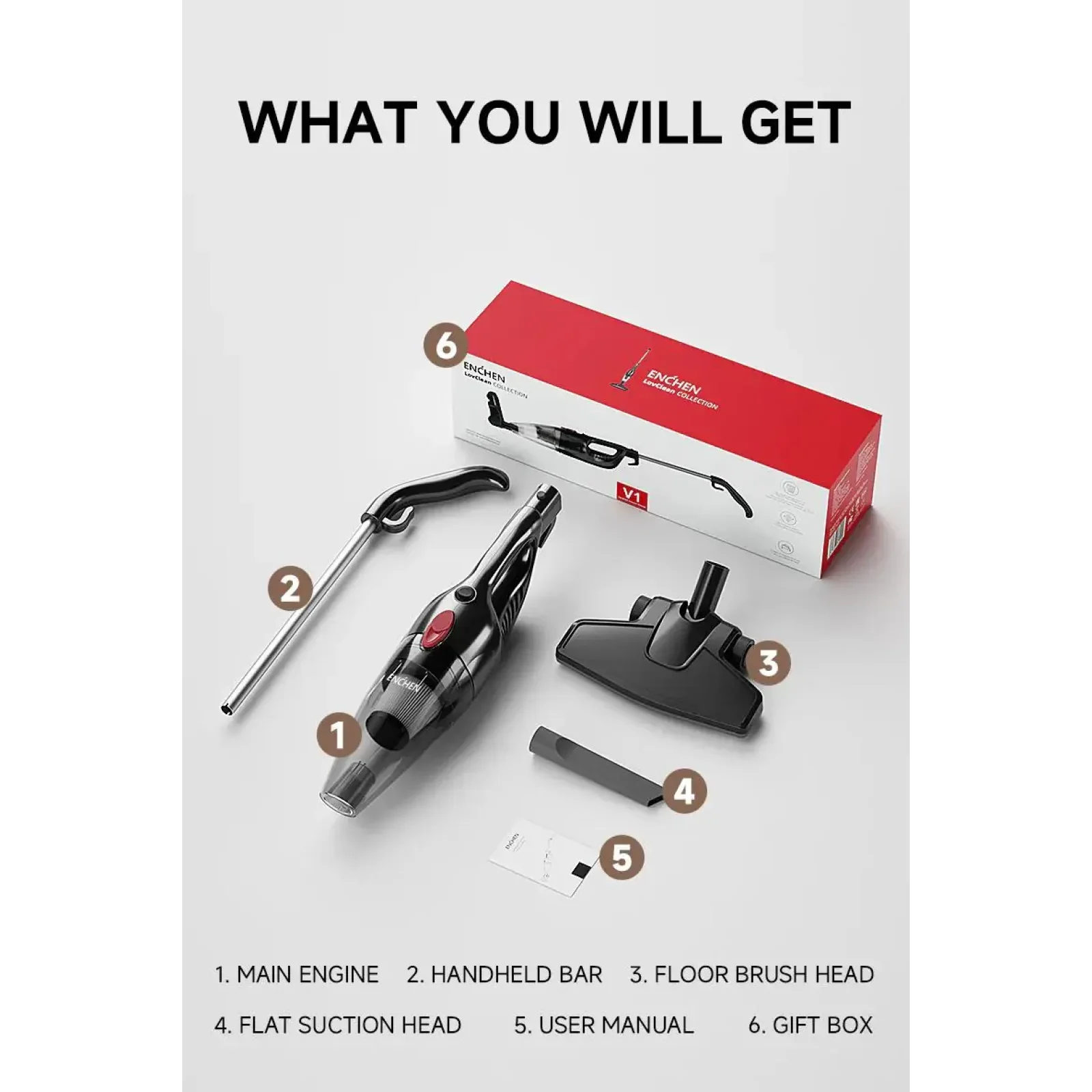 Вертикальний пилосос ENCHEN Vacuum Cleaner V1 Black UA