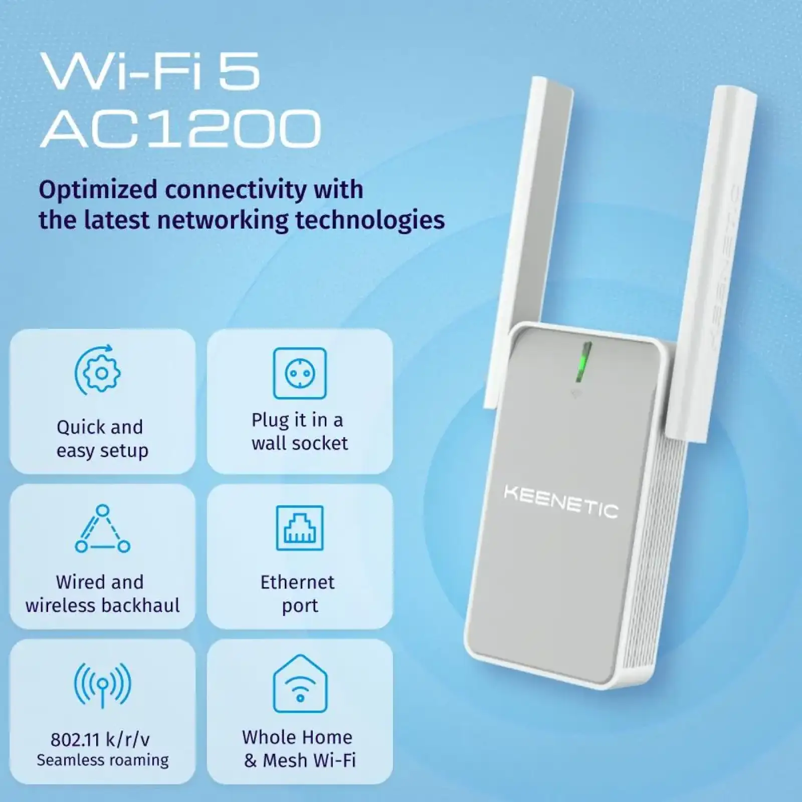 Обладнання радіодоступу (ІЕЕЕ 802.11) - підсилювач Wi-Fi сигналу моделі Keenetic BUDDY 5 (KN-3311) UA