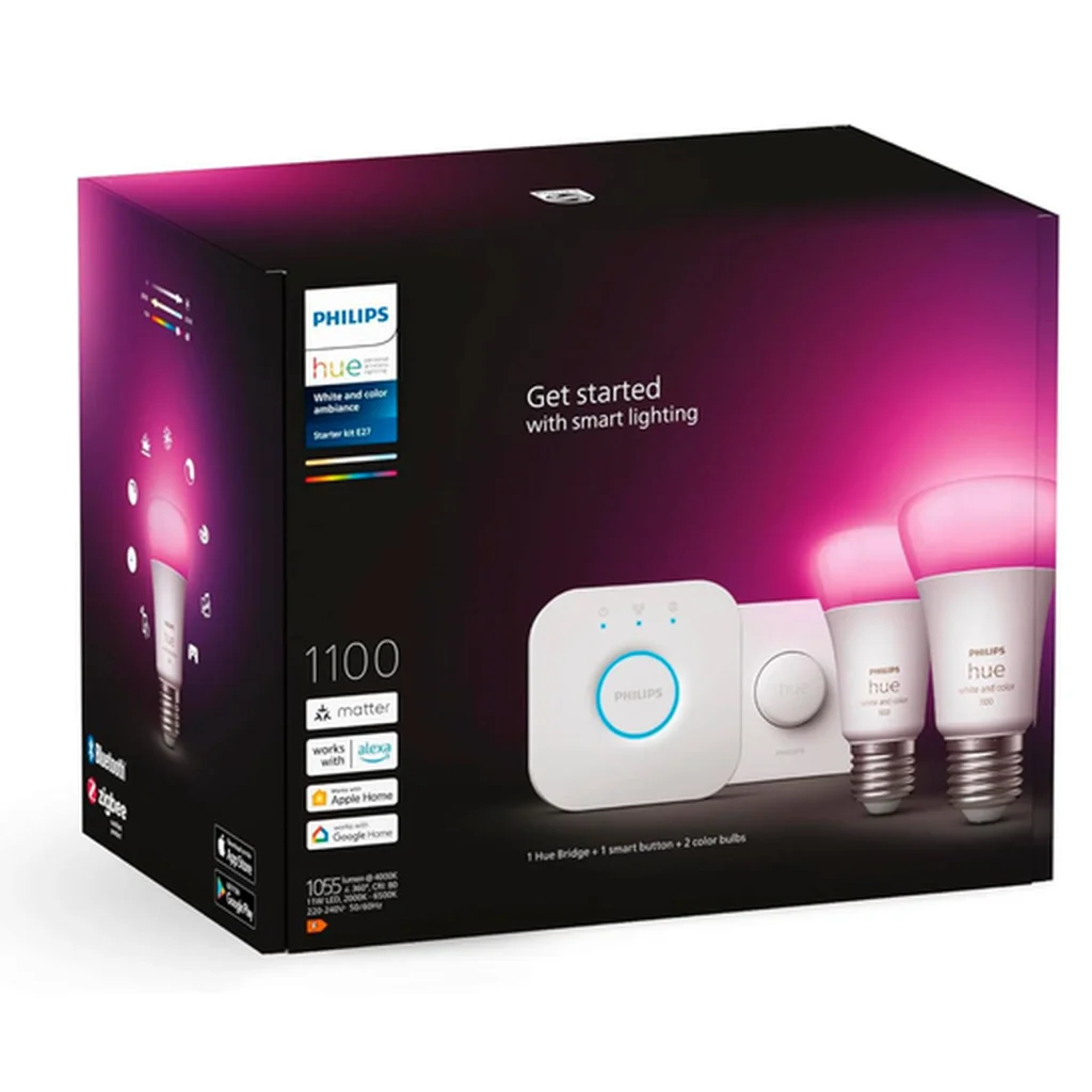 Стартовий комплект Philips Hue White (Bridge, Dimmer, лампа E27 White 3шт), 929001821620 UA