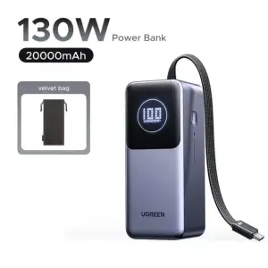 Внешний аккамулятор UGREEN PB723 Nexode 20000mAh 130W with Built-in USB-C (55365)