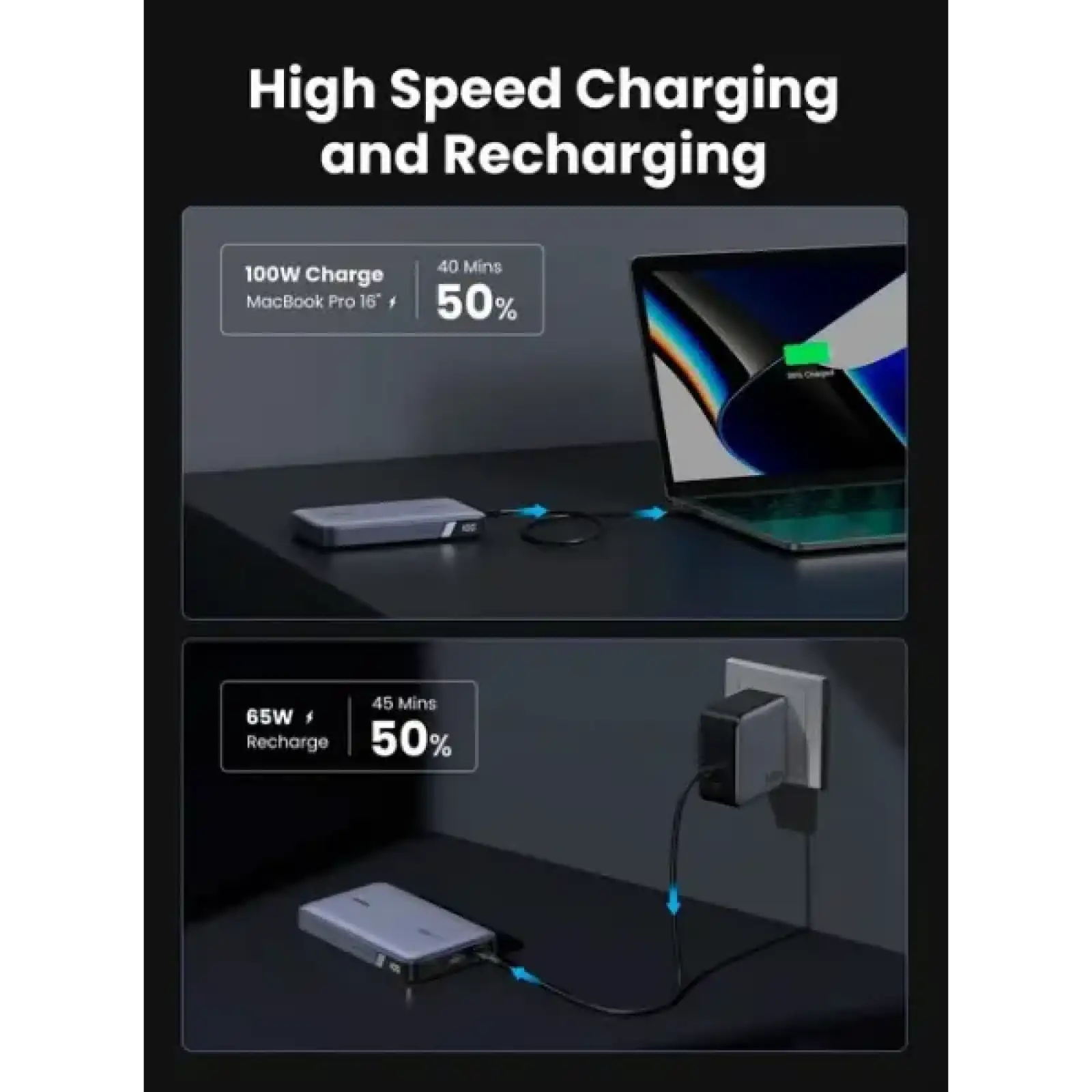 Внешний аккамулятор UGREEN PB720 Nexode 100W 20000mAh Gray (25188)