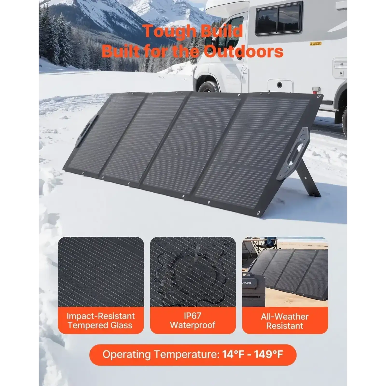 Портативная сложенная солнечная панель VEVOR YTH-200 200W